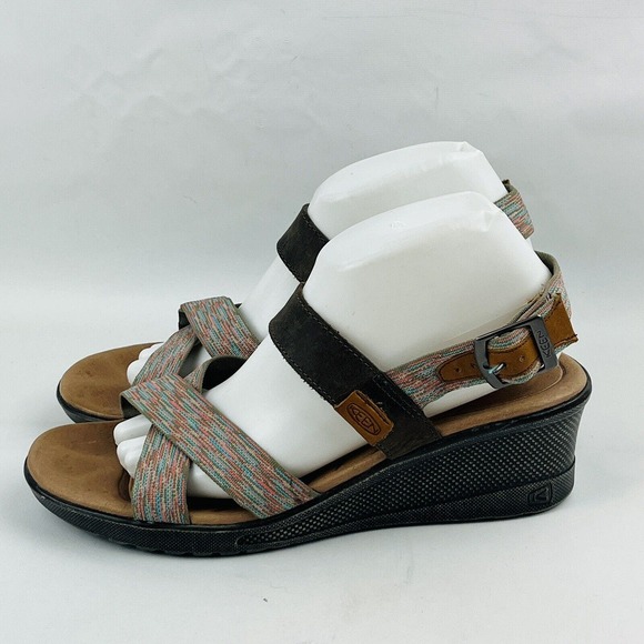 Womens 10 Keen Skyline Brindle Wedge Sandals Multi Open Toe Buckle Ankle Straps - Picture 4 of 10